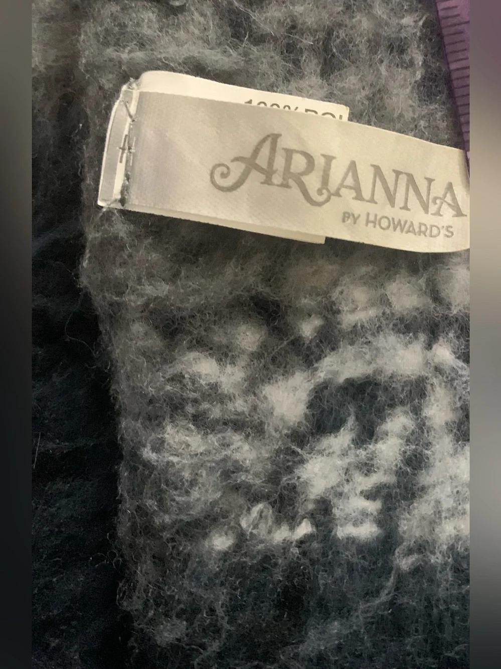 Arianna  By Howard’s Plaid Fringe  Scarf /Throw Blanket - Black & Gray -